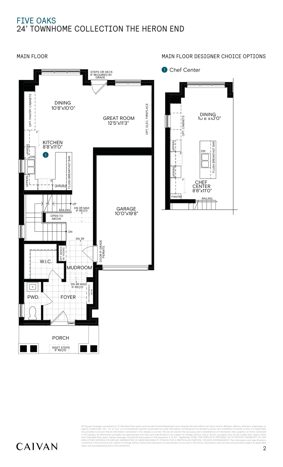 Builder floor-plan drawing for The Heron End at Five Oaks