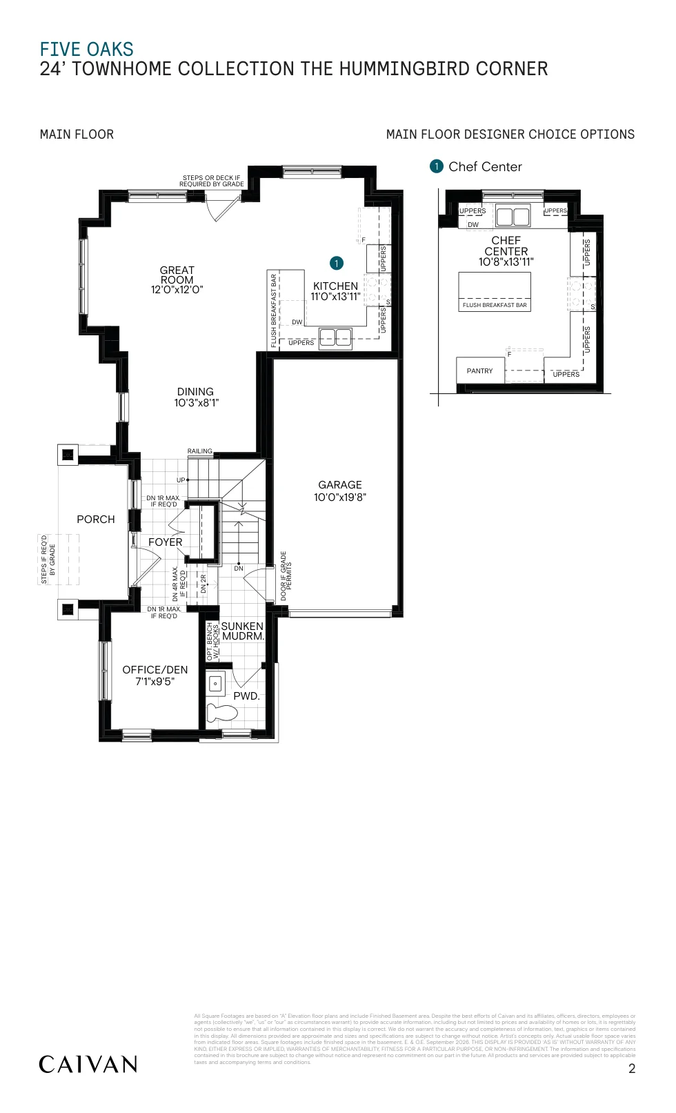 Builder floor-plan drawing for The Hummingbird Corner at Five Oaks