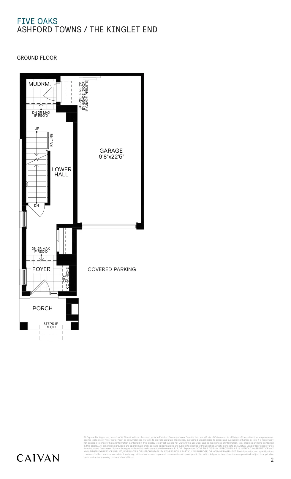 Builder floor-plan drawing for The Kinglet End at Five Oaks