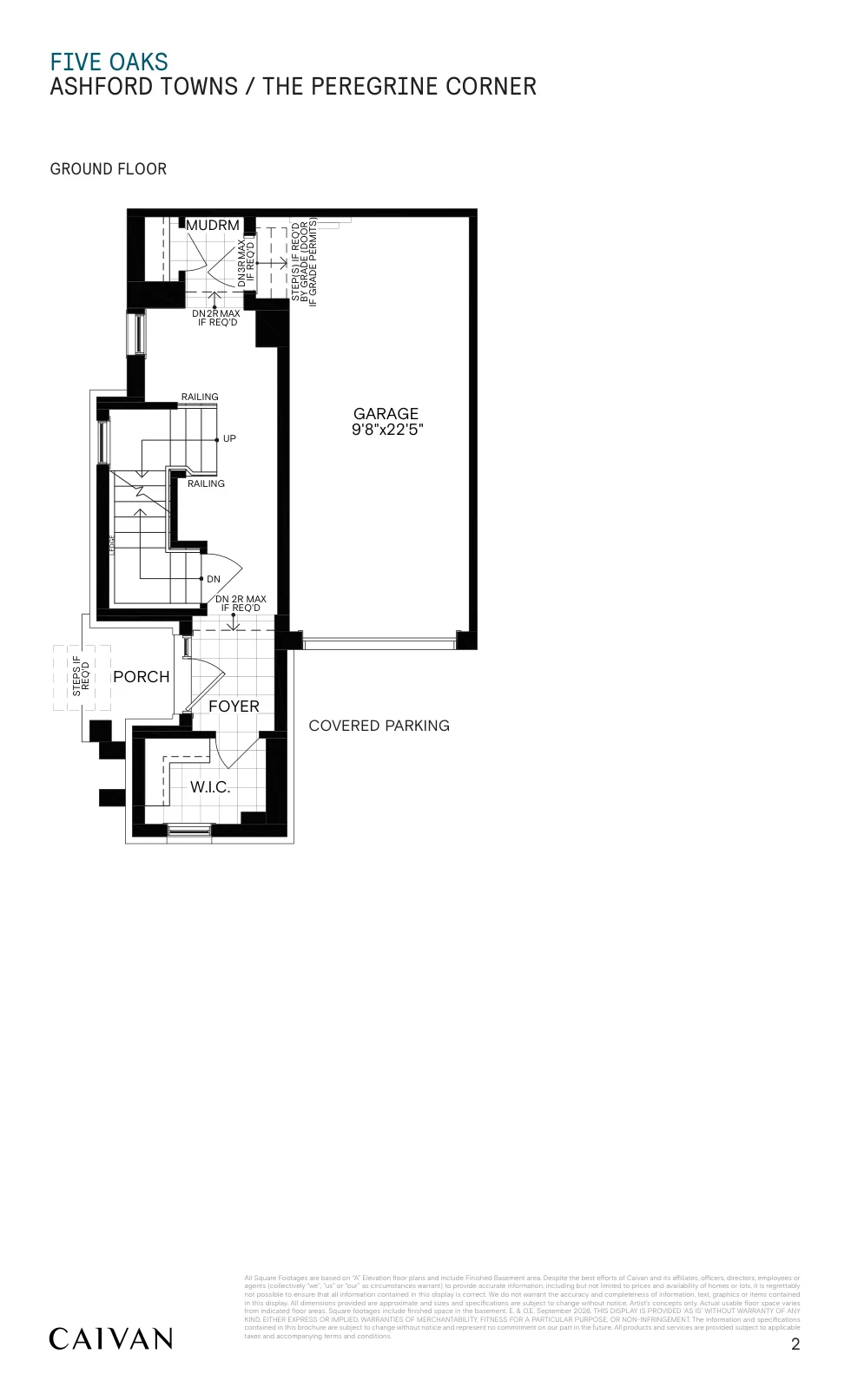 Builder floor-plan drawing for The Peregrine Corner at Five Oaks