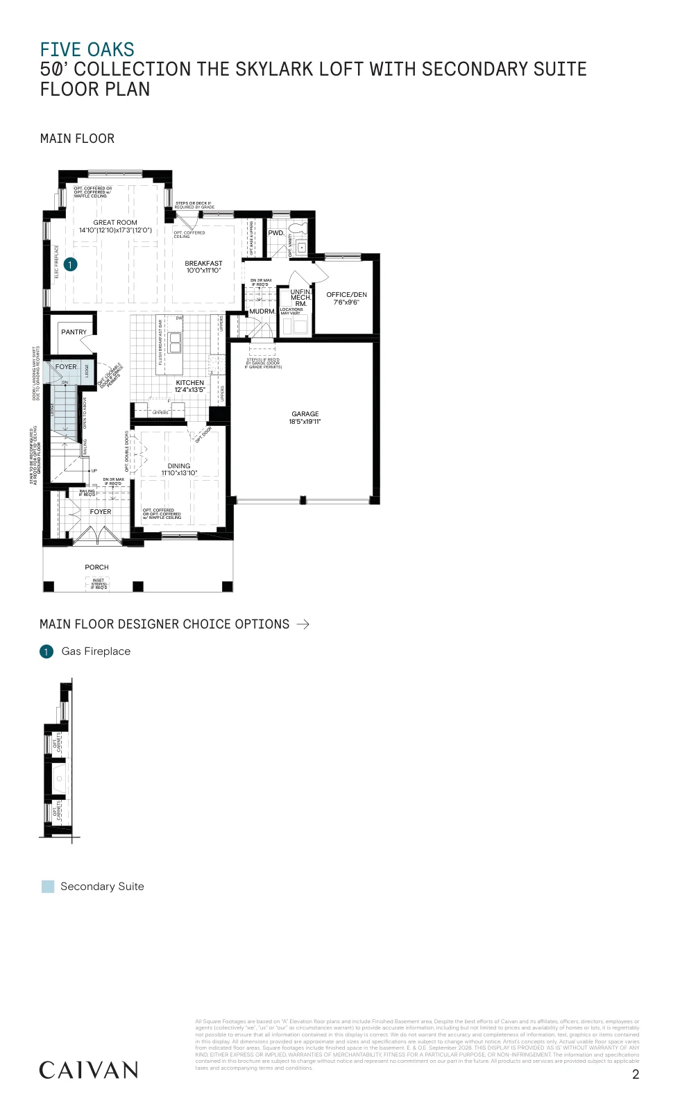 Builder floor-plan drawing for The Skylark Loft with Secondary Suite at Five Oaks