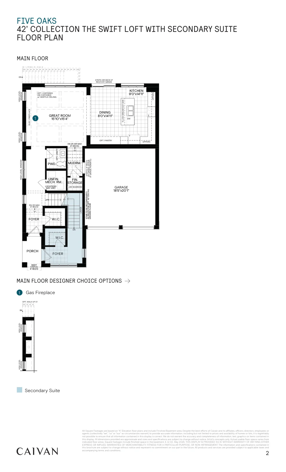 Builder floor-plan drawing for The Swift Loft with Secondary Suite at Five Oaks