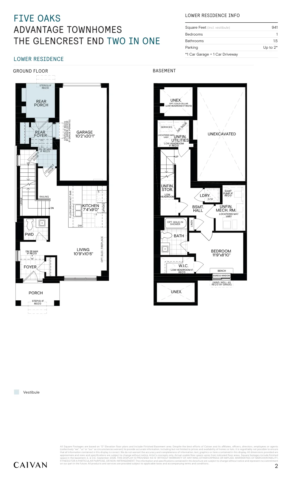 Builder floor-plan drawing for The Glencrest End at Five Oaks