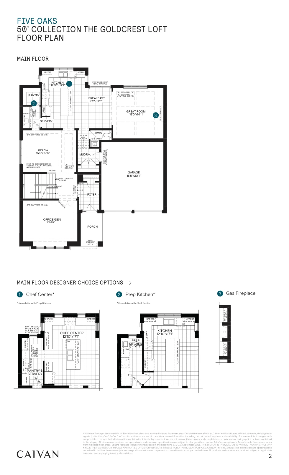 Builder floor-plan drawing for The Goldcrest Loft at Five Oaks