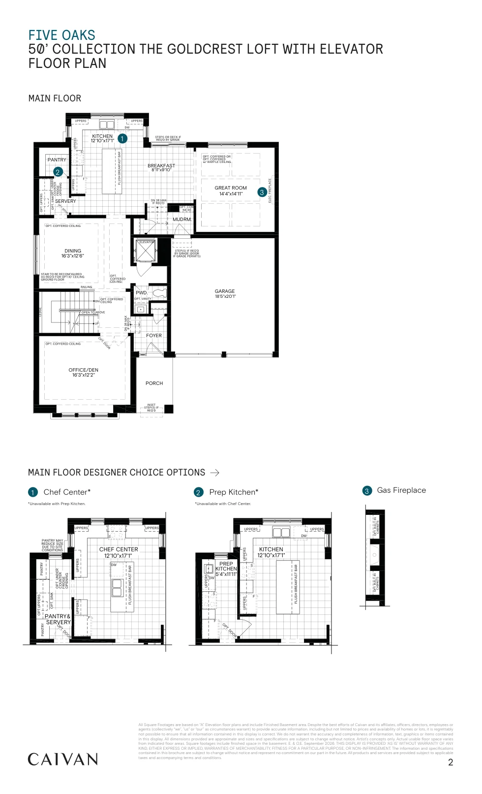 Builder floor-plan drawing for The Goldcrest Loft with Elevator at Five Oaks