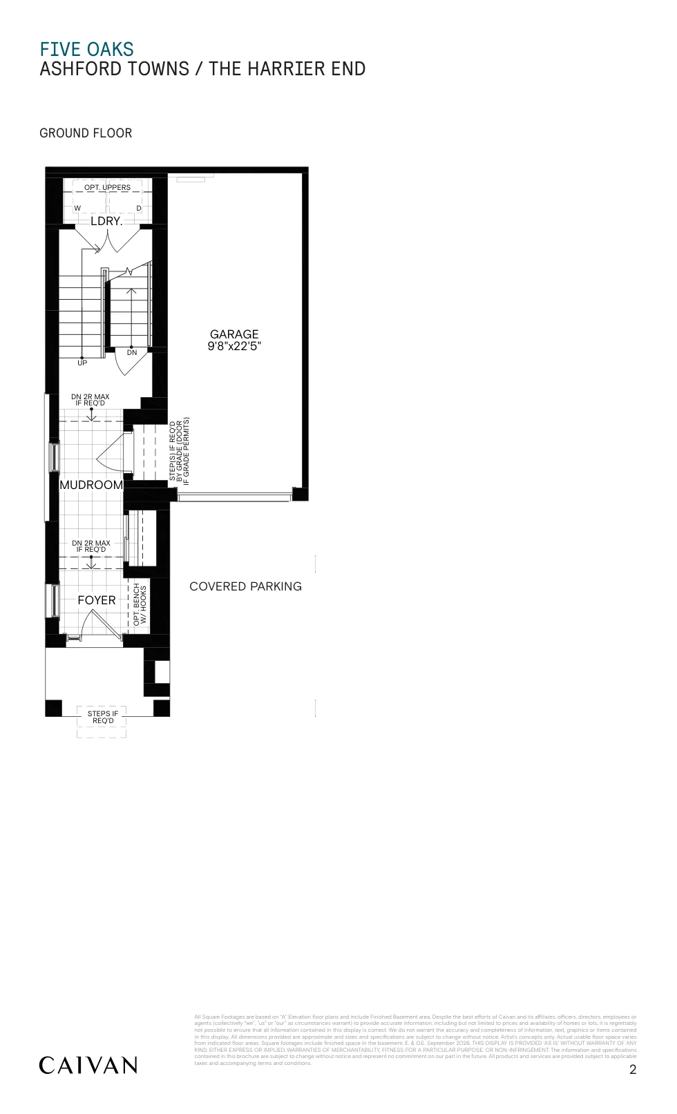 Builder floor-plan drawing for The Harrier End at Five Oaks