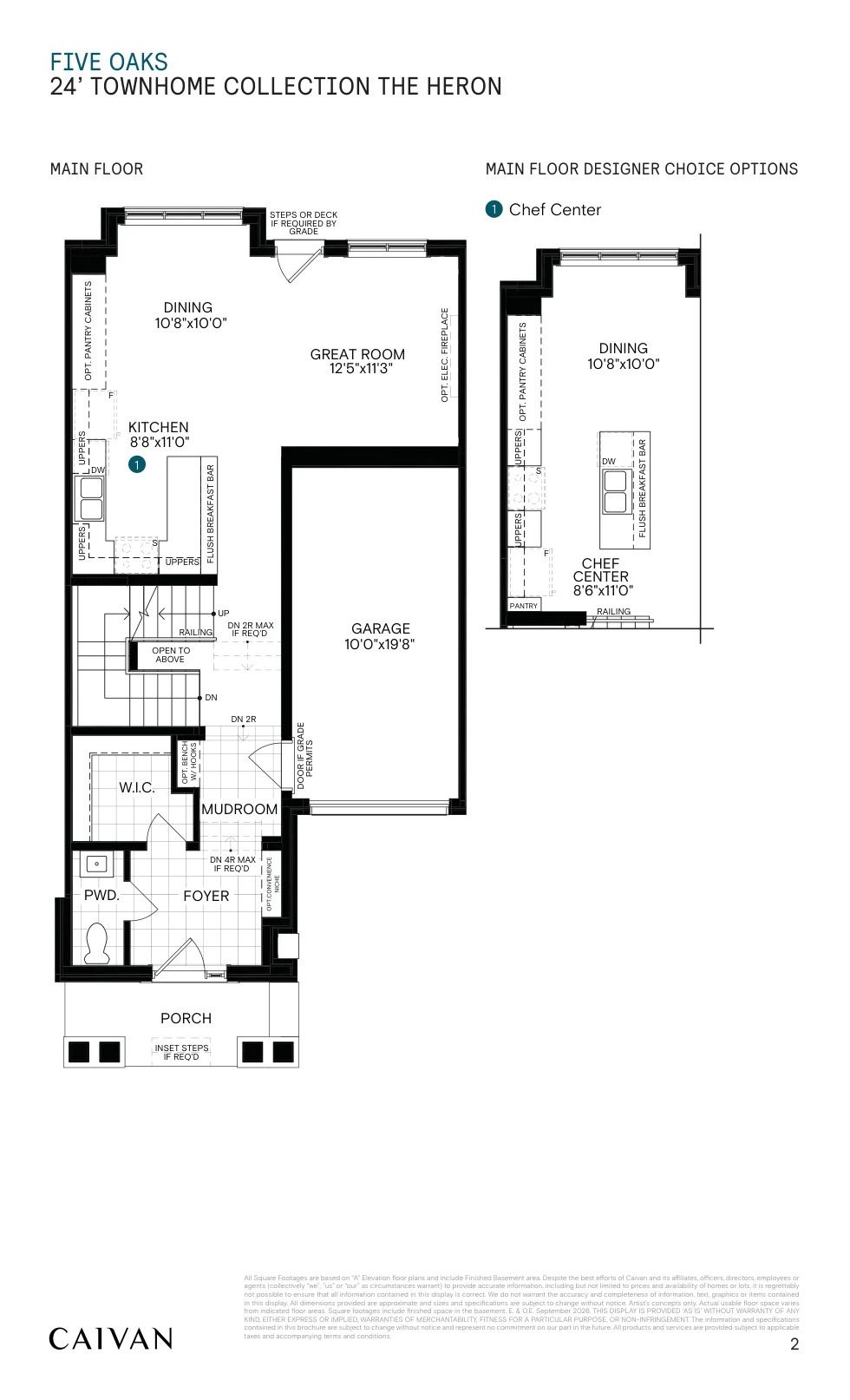 Builder floor-plan drawing for The Heron at Five Oaks