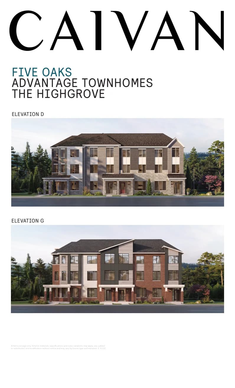 The Highgrove floor-plan package at Five Oaks Oakville by Caivan