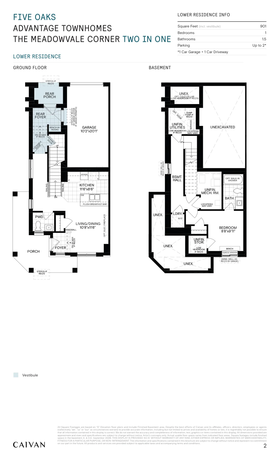 Builder floor-plan drawing for The Meadowvale Corner at Five Oaks