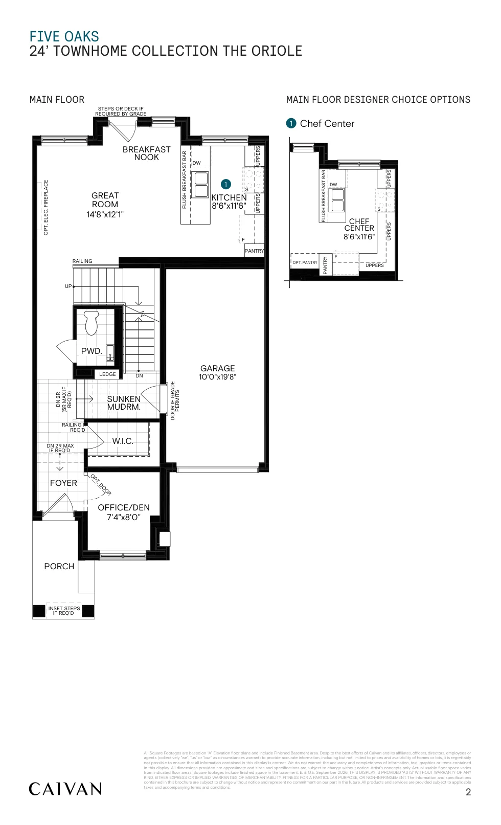 Builder floor-plan drawing for The Oriole at Five Oaks