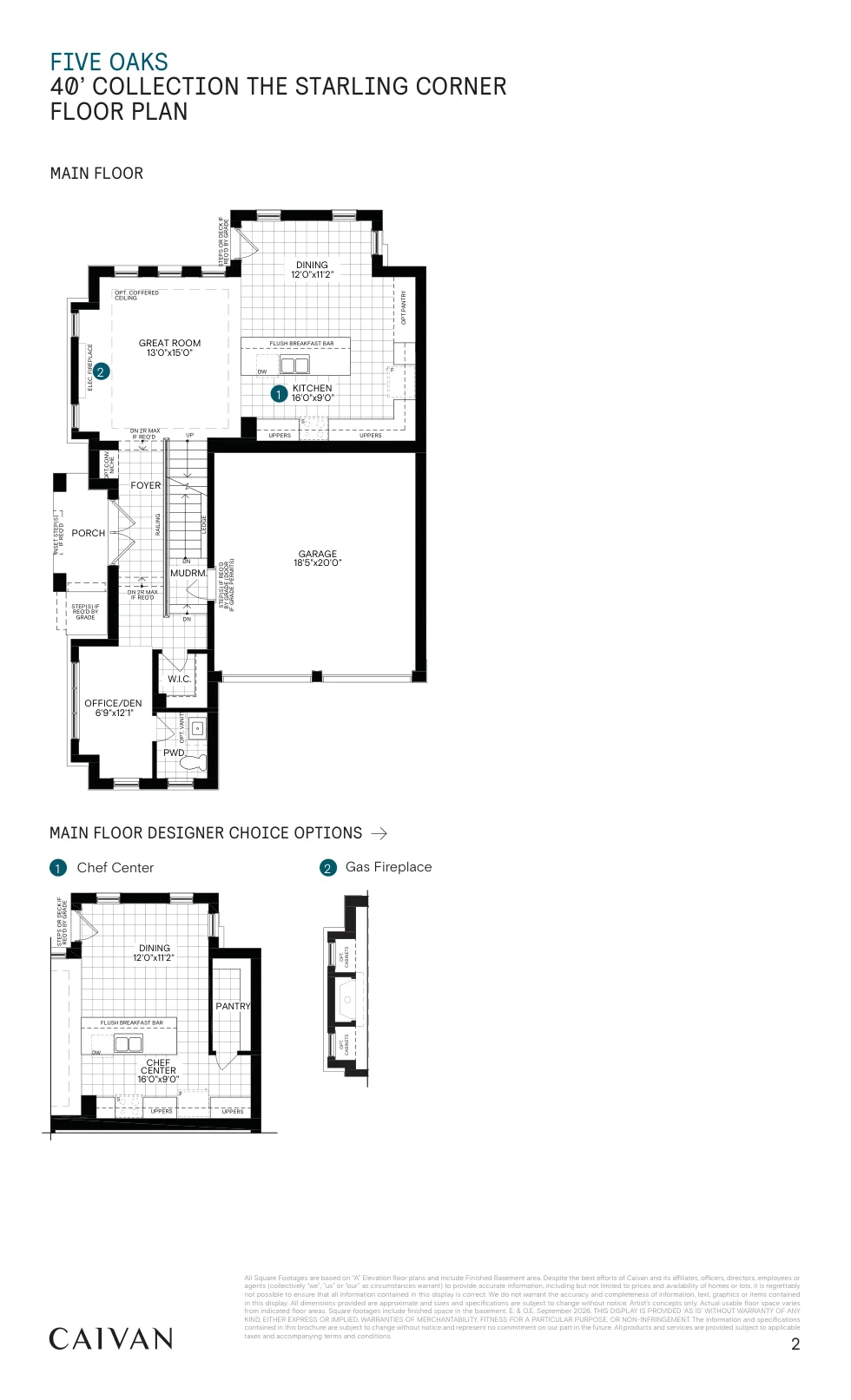 Builder floor-plan drawing for The Starling Corner at Five Oaks