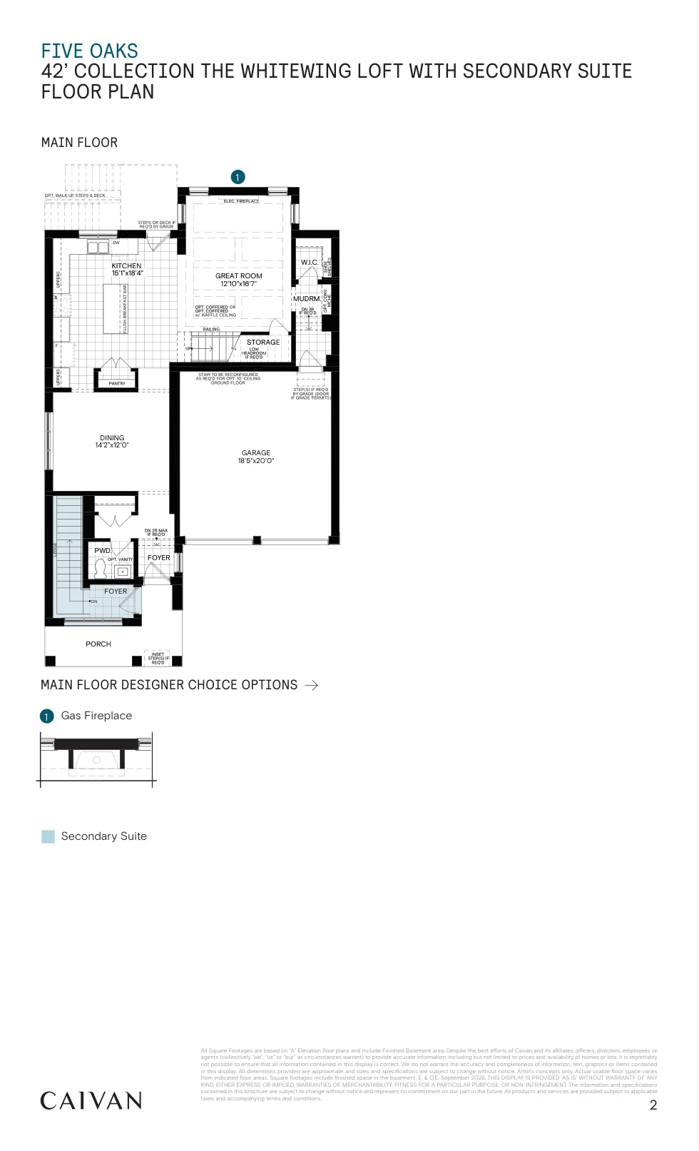Builder floor-plan drawing for The Whitewing Loft with Secondary Suite at Five Oaks