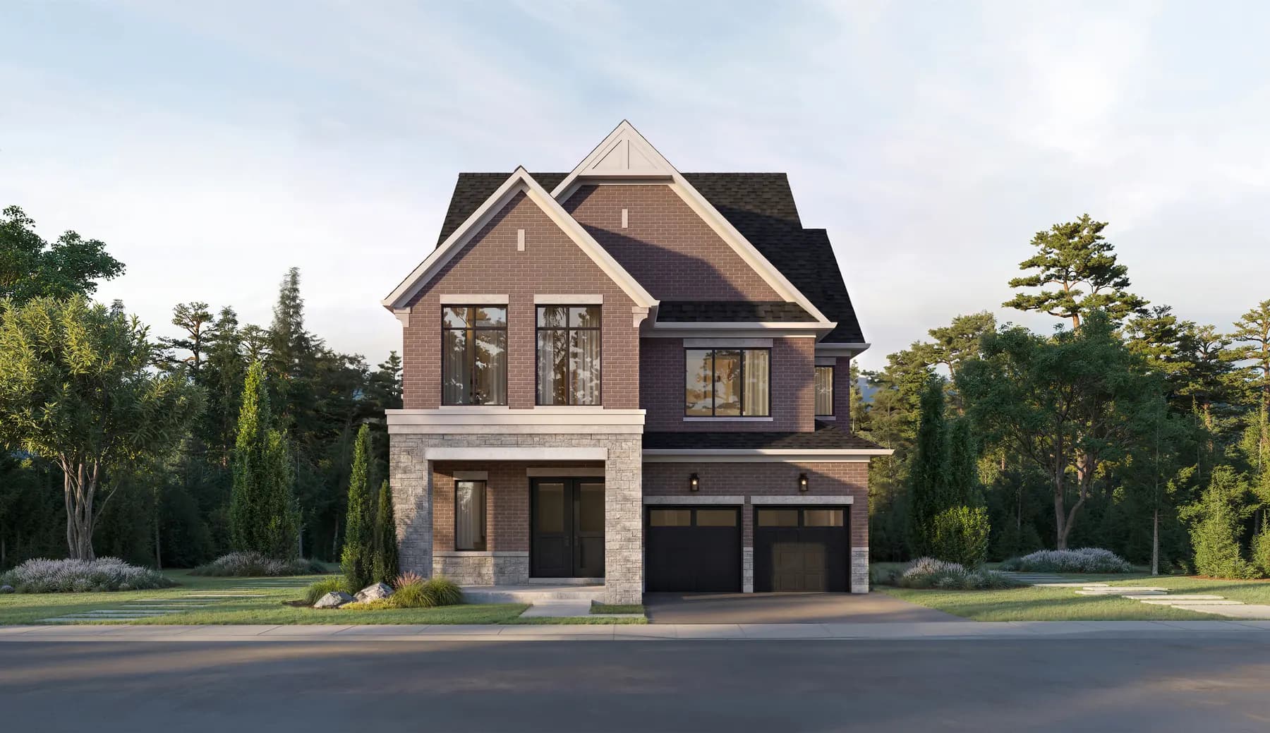 Five Oaks 42′ collection the merlin loft elevation a rendering by Caivan
