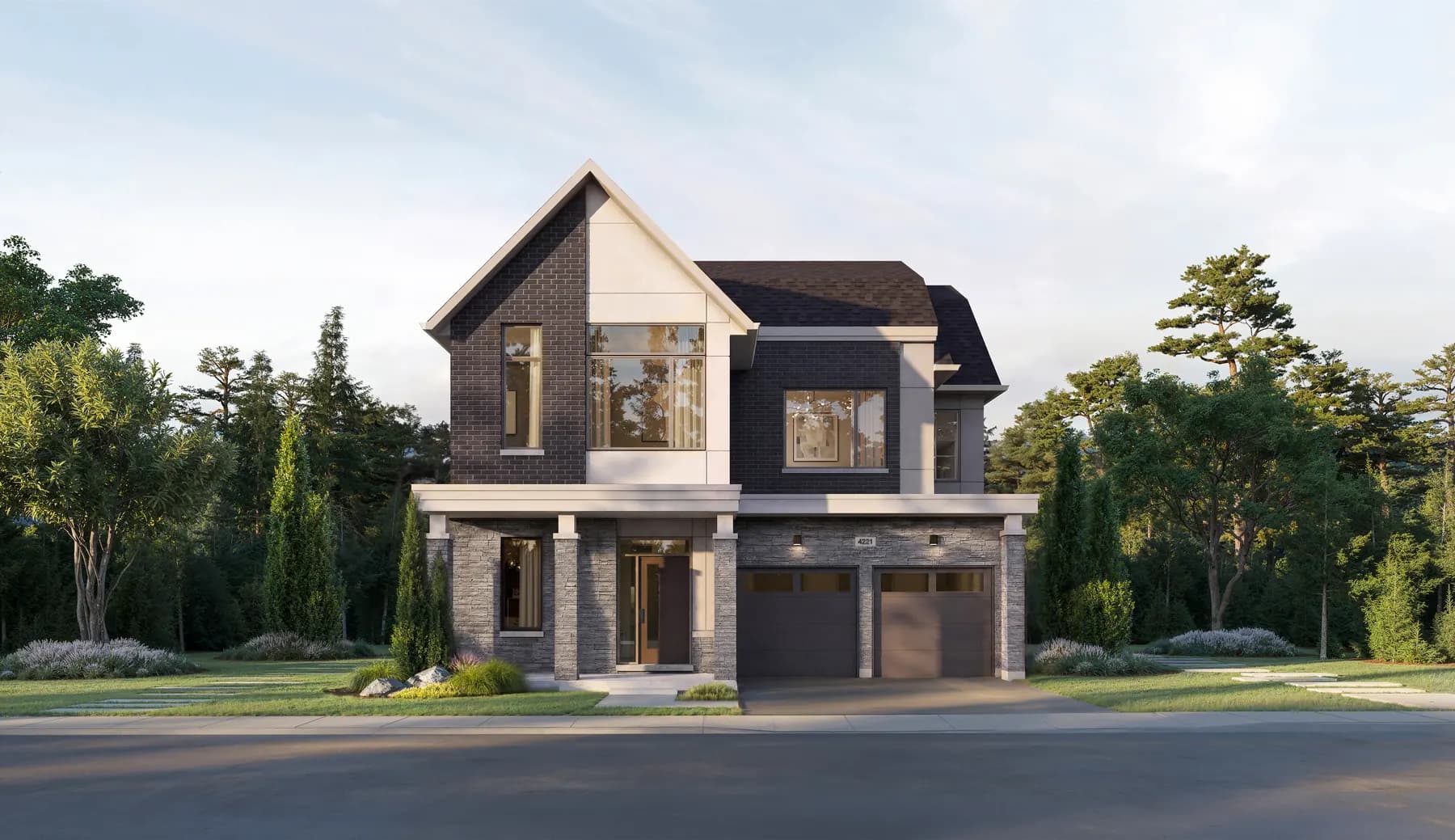 Five Oaks 42′ collection the merlin loft elevation b rendering by Caivan