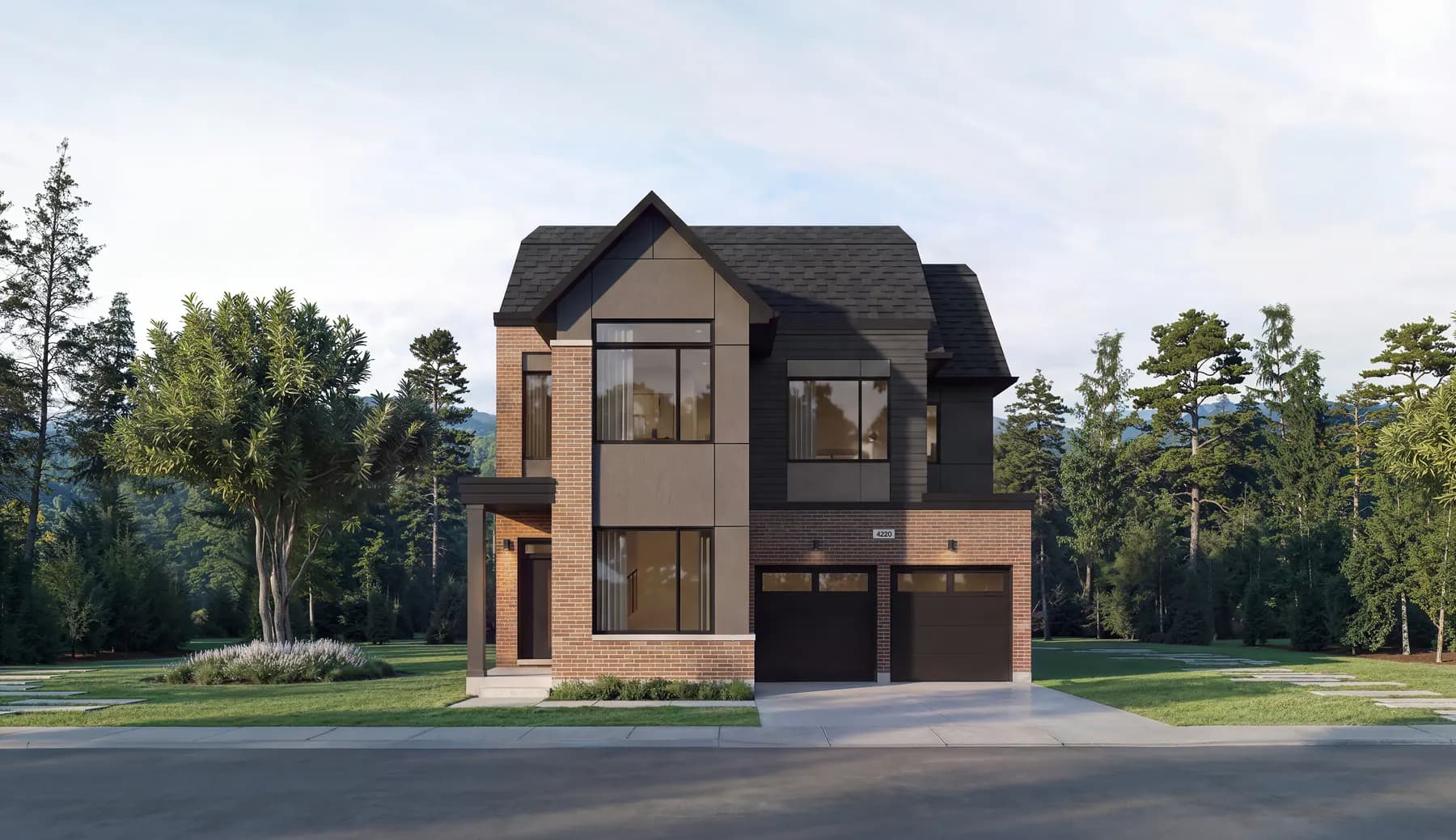 Five Oaks 42′ collection the swift elevation b rendering by Caivan