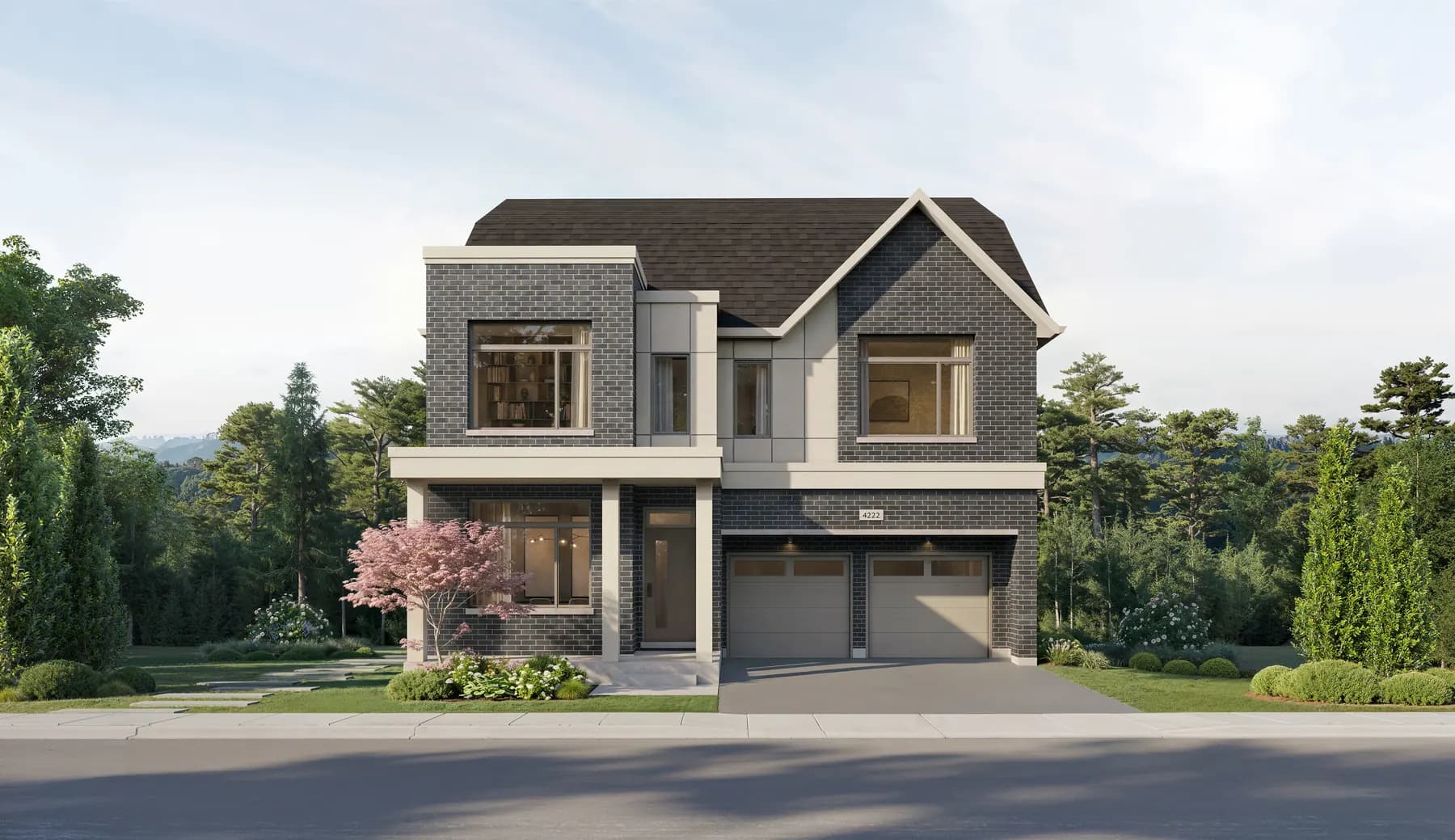Five Oaks 42′ collection the whitewing loft elevation b rendering by Caivan