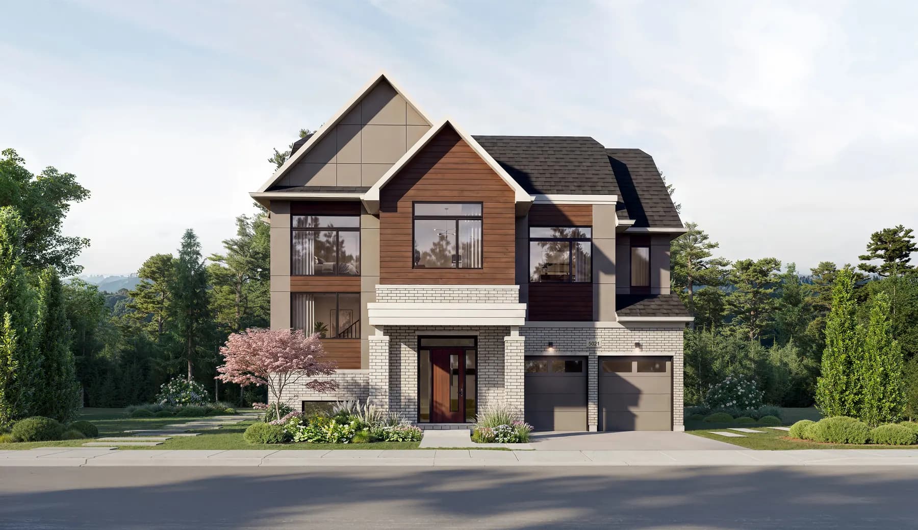 Five Oaks 50′ collection the sandhill elevation b rendering by Caivan