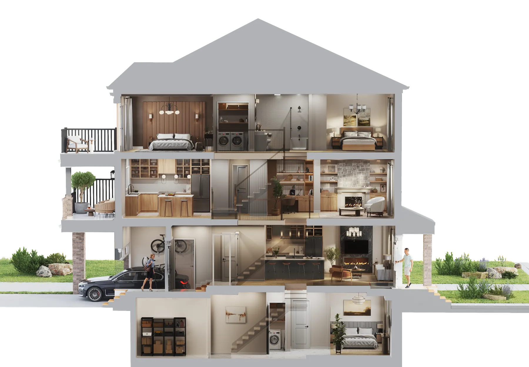 Five Oaks advantage townhome cutaway rendering by Caivan