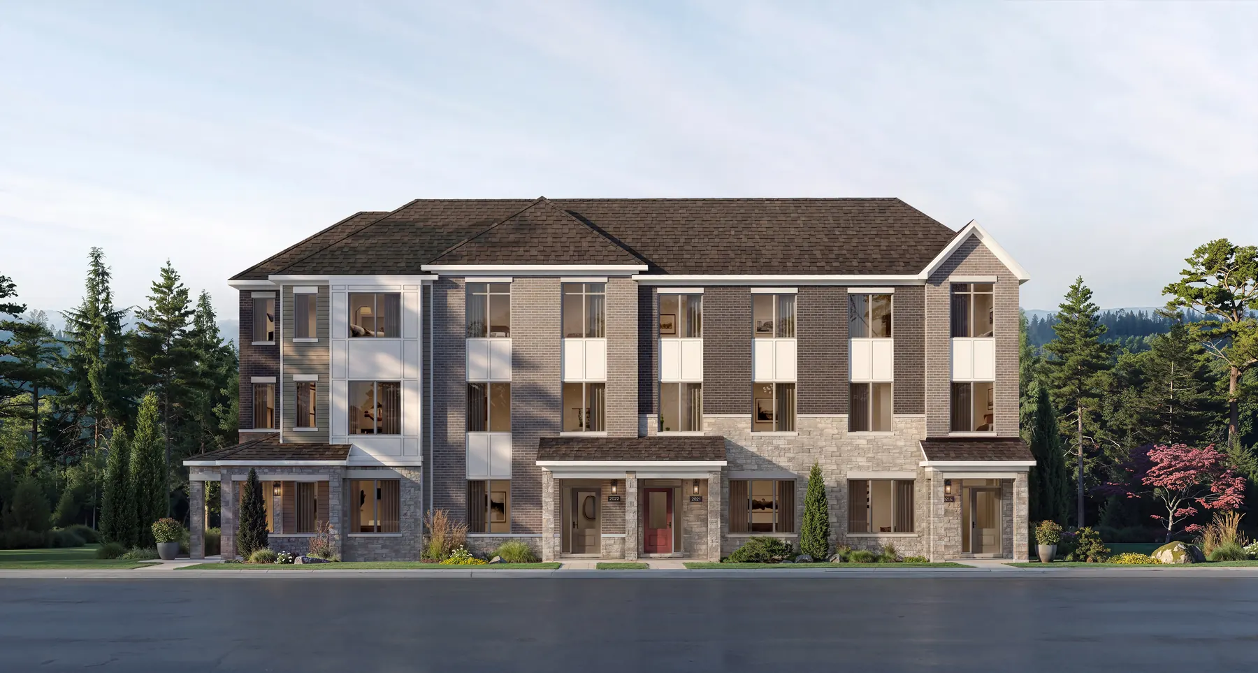 Five Oaks advantage townhome elevation d rendering by Caivan