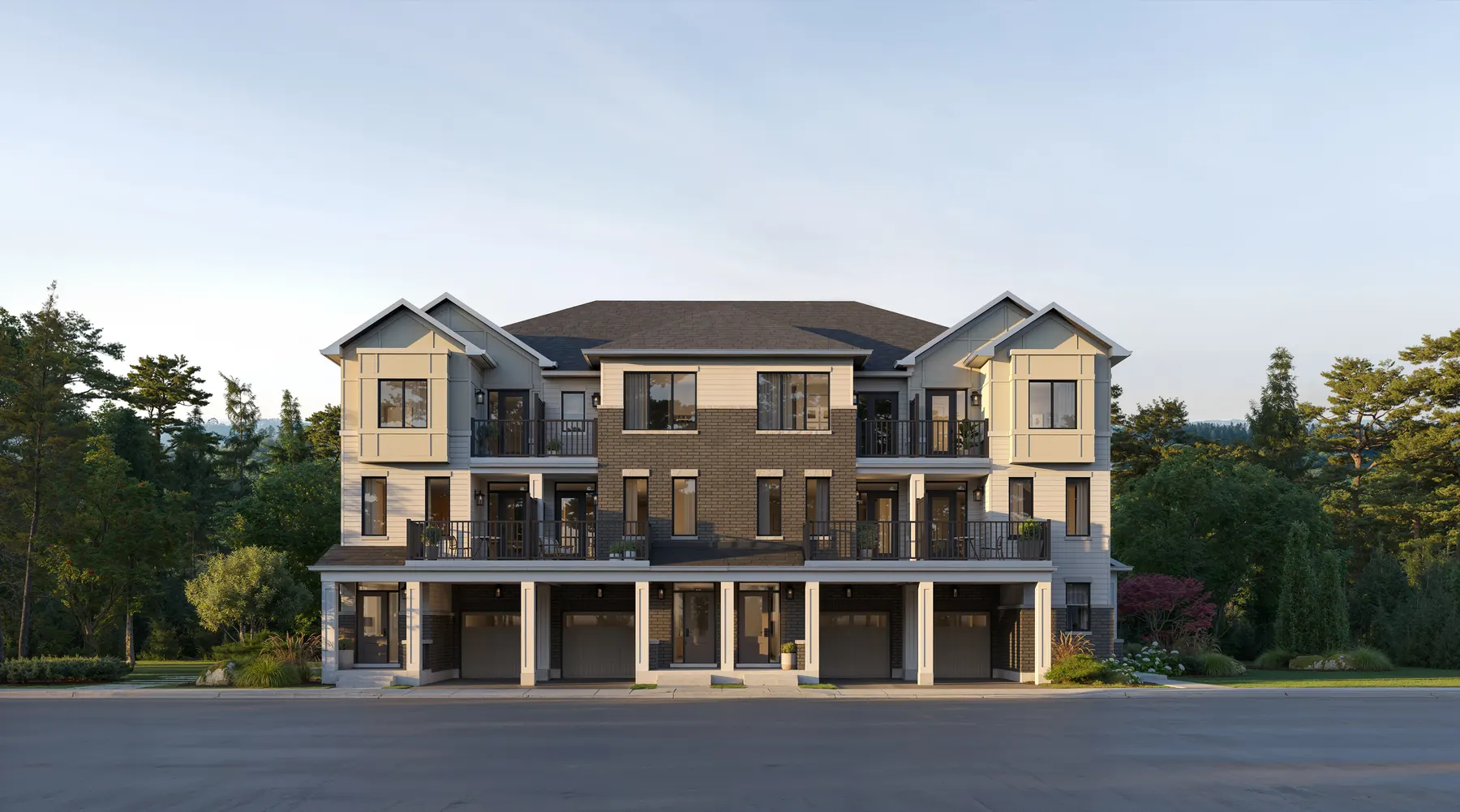 Five Oaks Ashford Towns exterior, elevation A, artist’s rendering by Caivan