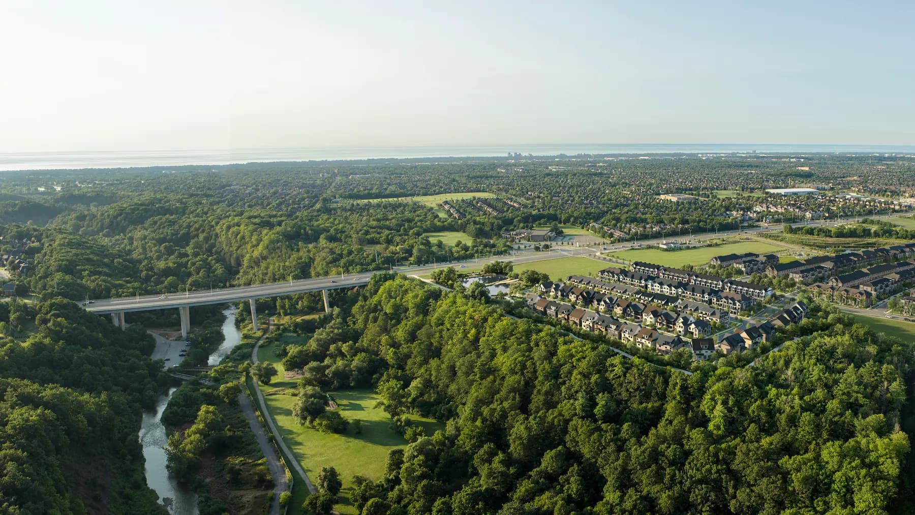 Five Oaks community aerial rendering by Caivan