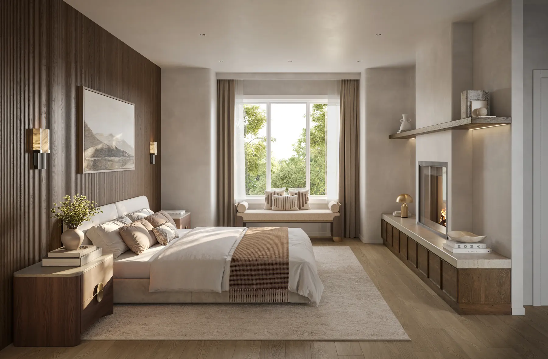 Five Oaks primary bedroom · townhomes rendering by Caivan